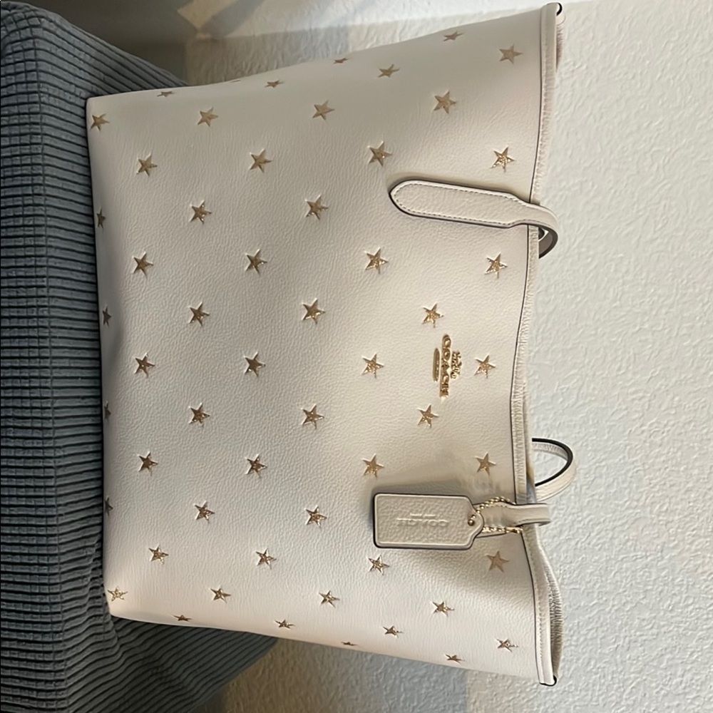Coach White Star-Studded Tote Bag